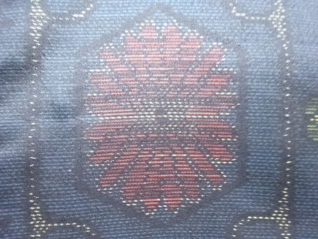 JAPANESE KIMONO / ANTIQUE KIMONO / SILK / DORO OSHIMA TSUMUGI / WOVEN FLOWER